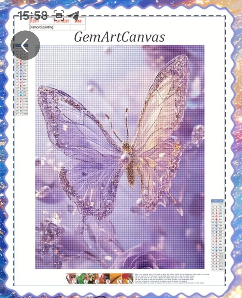 🦋 Diamond Painting – Papillon Violet Cristallin (35x45 cm)