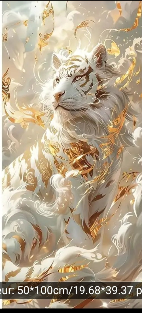 🐯 Diamond Painting – Tigre Blanc Céleste (50x100 cm)
