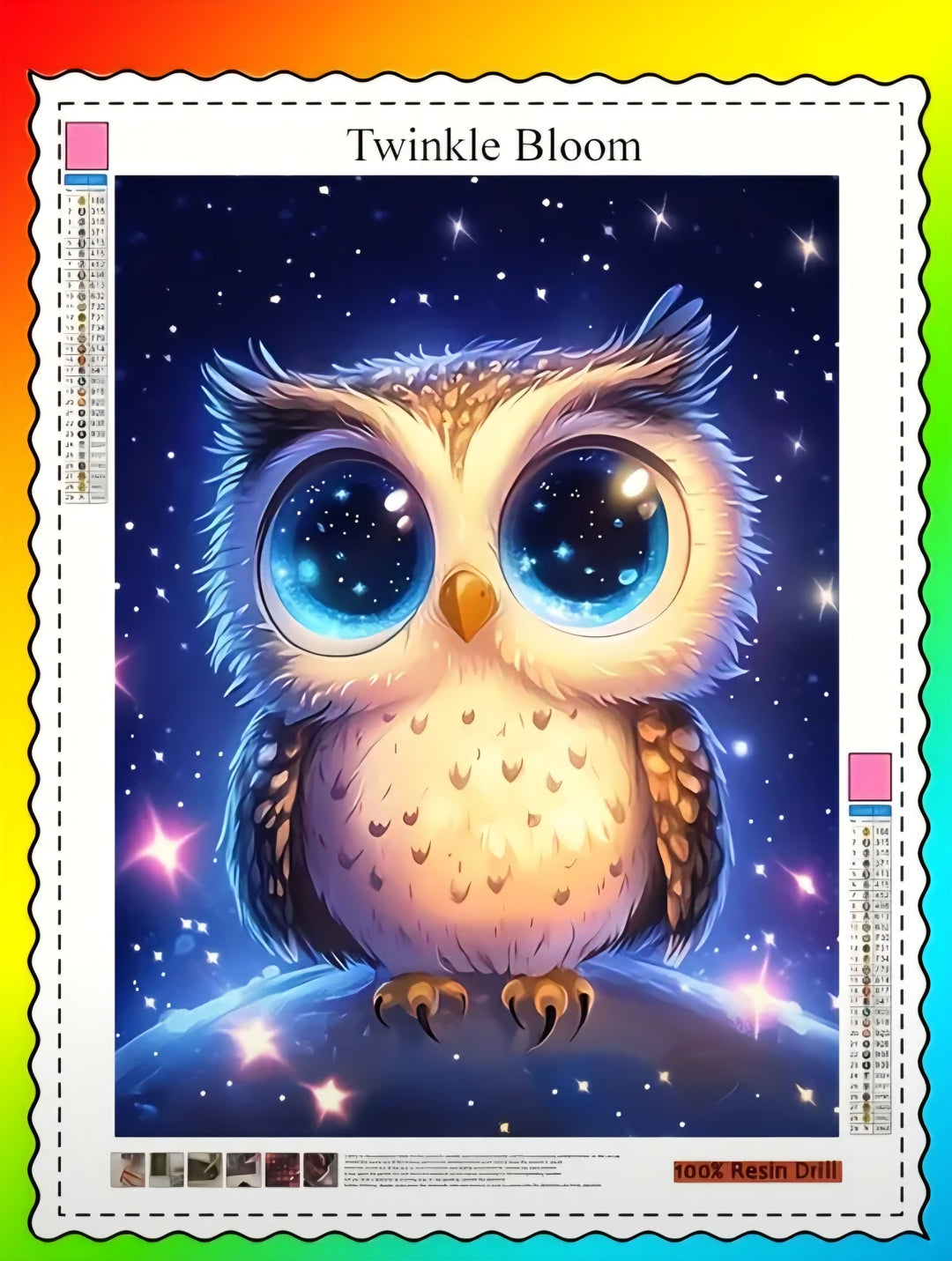 🦉 Diamond Painting – Chouette Étoilée aux Grands Yeux (35x45 cm)