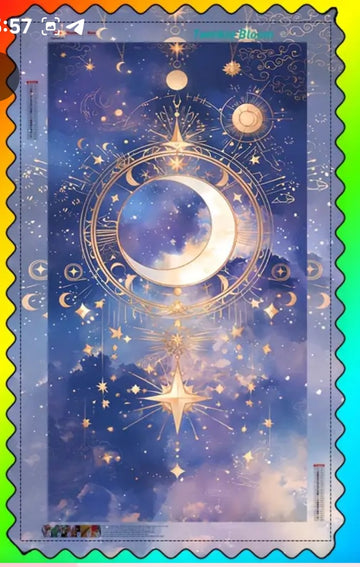 🌙Diamond Painting – Lune et Constellations Dorées (40x70 cm)