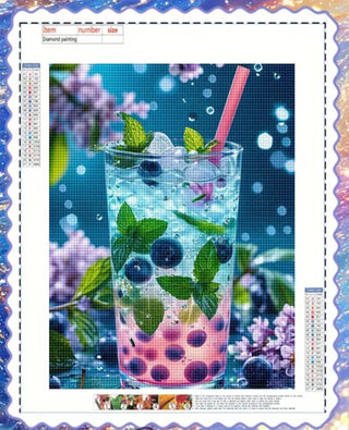 🍸Diamond Painting – Cocktail Myrtilles & Menthe (35x45 cm)