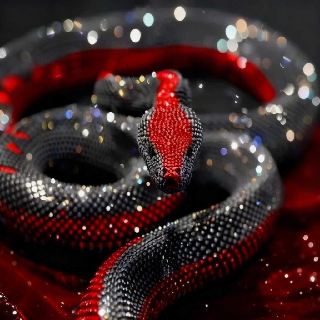 Diamond Painting XXL serpent noir et rouge scintillant de diamants en résine pour décoration murale élégante
